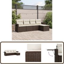 Salon de jardin avec coussins 5 pcs marron résine tressée - Salon De Jardin - Meuble De Jardin - Canapé Extérieur - Ensemble Salon - Rattan Imitation