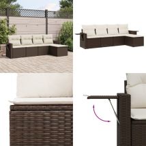 Salon de jardin avec coussins 5 pcs marron résine tressée - Salon De Jardin - Meuble De Jardin - Canapé Extérieur - Ensemble Salon - Rattan Imitation