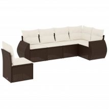 Salon de jardin avec coussins 6 pcs marron résine tressée Vidaxl