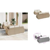 Salon de jardin avec coussins 6 pcs beige résine tressée - Ensemble Salon De Jardin - Meuble De Jardin - Salon De Jardin Design - Mobilier De Jardin