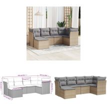 Salon de jardin avec coussins 6 pcs beige résine tressée - Ensemble Salon De Jardin - Mobilier De Jardin - Canapé Extérieur - Chaise Lounge - Set