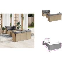 Salon de jardin avec coussins 6 pcs beige résine tressée - Ensemble Salon De Jardin - Mobilier De Jardin - Meubles De Jardin - Salon De Jardin Design