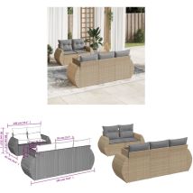 Salon de jardin avec coussins 6 pcs beige résine tressée - Ensemble Salon De Jardin - Salon De Jardin Design - Meuble De Jardin - Mobilier De Jardin