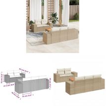 Salon de jardin avec coussins 6 pcs beige résine tressée - Salon De Jardin - Mobilier De Jardin - Set Salon De Jardin - Ensemble Salon De Jardin