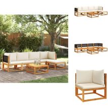 Salon de jardin avec coussins 6 pcs bois d'acacia solide - Salon De Jardin - Meubles De Jardin - Salon Extérieur - Meubles Acacia - Set De Salon