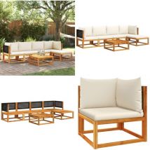 Salon de jardin avec coussins 6 pcs bois d'acacia solide - Salon De Jardin - Meubles De Jardin - Salon Extérieur - Meubles Acacia - Set De Salon