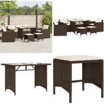 Salon de jardin avec coussins 6 pcs marron résine tressée - Ensemble Salon De Jardin - Meubles De Jardin - Salon De Jardin En Résine Tressée