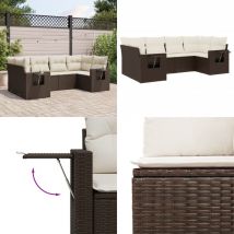Salon de jardin avec coussins 6 pcs marron résine tressée - Salon De Jardin - Meuble De Jardin - Canapé Extérieur - Ensemble Salon - Rattan Imitation