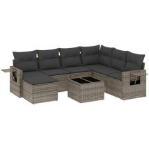 Salon de jardin 8 pcs avec coussins gris résine tressée Vidaxl gris et gris foncé