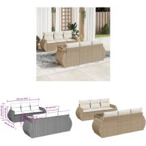 Salon de jardin avec coussins 7 pcs beige résine tressée - Ensemble Salon De Jardin - Meuble De Jardin - Salon De Jardin Design - Mobilier De Jardin