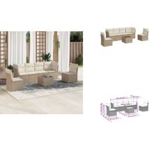 Salon de jardin avec coussins 7 pcs beige résine tressée - Ensemble Salon De Jardin - Mobilier De Jardin - Salon De Jardin Design - Meubles De Jardin