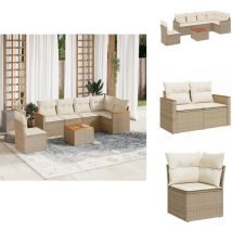 Salon de jardin avec coussins 7 pcs beige résine tressée - Ensemble Salon De Jardin - Mobilier Extérieur - Jardin Design - Chaise Lounge - Set De