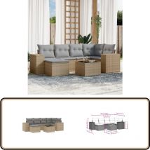Salon de jardin avec coussins 7 pcs beige résine tressée - Salon De Jardin - Meuble De Jardin - Set Salon De Jardin - Résine Tressée - Rotin