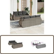 Salon de jardin avec coussins 7 pcs gris résine tressée - Ensemble Salon De Jardin - Meuble De Jardin - Salon De Jardin Design - Meubles De Jardin