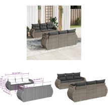 Salon de jardin avec coussins 7 pcs gris résine tressée - Ensemble Salon De Jardin - Meuble De Jardin - Salon De Jardin Design - Meubles De Jardin