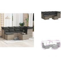 Salon de jardin avec coussins 7 pcs gris résine tressée - Ensemble Salon De Jardin - Meuble De Jardin - Salon De Jardin Design - Mobilier De Jardin