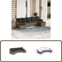 Salon de jardin avec coussins 7 pcs gris résine tressée - Salon De Jardin - Meuble De Jardin - Canapé Extérieur - Ensemble Salon - Rattan Artificiel