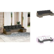 Salon de jardin avec coussins 7 pcs gris résine tressée - Salon De Jardin - Meuble De Jardin - Canapé Extérieur - Ensemble Salon - Rattan Artificiel