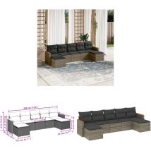 Salon de jardin avec coussins 7 pcs gris résine tressée - Salon De Jardin - Meuble De Jardin - Canapé Extérieur - Ensemble Salon - Rattan Artificiel
