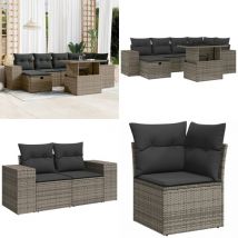 Salon de jardin avec coussins 7 pcs gris résine tressée - Salon De Jardin - Mobilier De Jardin - Set Salon De Jardin - Table Extensible - Chaise