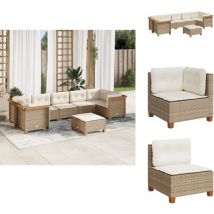 Salon de jardin avec coussins 8 pcs beige résine tressée - Ensemble De Canapés De Jardin - Ensembles De Canapés De Jardin - Ensemble De Canapés