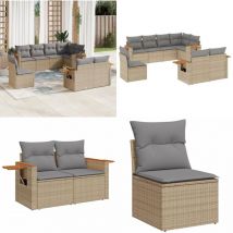 Salon de jardin avec coussins 8 pcs beige résine tressée - Ensemble Salon De Jardin - Meuble De Jardin - Mobilier Extérieur - Salon De Jardin Beige