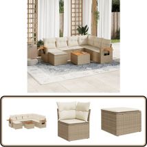 Salon de jardin avec coussins 8 pcs beige résine tressée - Ensemble Salon De Jardin - Meuble De Jardin - Salon Extérieur - Meubles De Jardin Design