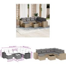 Salon de jardin avec coussins 8 pcs beige résine tressée - Ensemble Salon De Jardin - Meuble De Jardin - Salon Exterieur - Meubles De Jardin Design