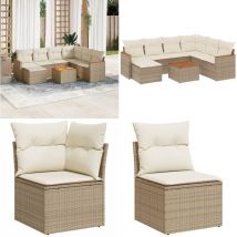 Salon de jardin avec coussins 8 pcs beige résine tressée - Ensemble Salon De Jardin - Mobilier Extérieur - Jardin Design - Chaise Lounge - Set De