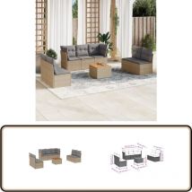 Salon de jardin avec coussins 8 pcs beige résine tressée - Salon De Jardin - Meuble De Jardin - Mobilier De Jardin - Set Salon De Jardin - Résine
