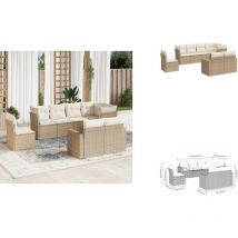 Salon de jardin avec coussins 8 pcs beige résine tressée - Salon De Jardin - Meuble Extérieur - Résine Tressée - Salon D'extérieur - Set De Salon