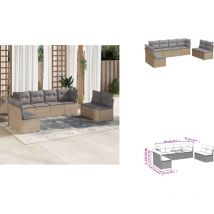 Salon de jardin avec coussins 8 pcs beige résine tressée - Salon De Jardin - Mobilier De Jardin - Salon Extérieur - Canapé D'extérieur - Set De Salon
