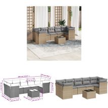 Salon de jardin avec coussins 8 pcs beige résine tressée - Salon De Jardin - Mobilier De Jardin - Set Salon De Jardin - Résine Tressée - Rotin