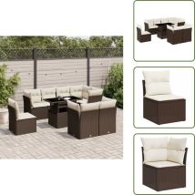 Salon de jardin avec coussins 9 pcs marron résine tressée - Ensemble Salon De Jardin - Meuble Extérieur - Mobilier De Jardin - Salon De Jardin Brun