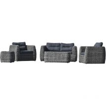 Bahamas - Salon de jardin 4 places en résine tressée grise - paris garden