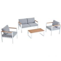 Concept-usine - Maringo, salon de jardin bas blanc alu 4p
