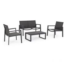 Salon de jardin bas Bizzotto Kallen 4 places - Anthracite