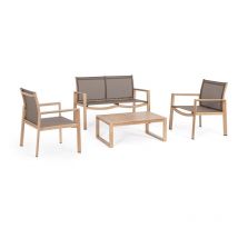 Salon de jardin bas Bizzotto Kallen 4 places - Naturel