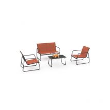 Idmarket - Salon de jardin bas malaga 4 places avec canapé, fauteuils et table terracotta