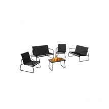Idmarket - Salon de jardin bas malaga 6 places avec canapé, fauteuils et table noir et bois