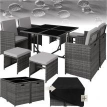 Tectake - Salon de jardin Pour 4 à 8 personnes - Gris