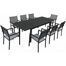 Salon de jardin capri extensible en textilène gris 8 places - aluminium anthracite