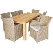 Salon de Jardin Chillvert Nápoles Bois Résine 1 Table et 8 Fauteuils avec Coussins