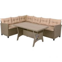 Salon de Jardin en polyrotin 6 Personnes Mobilier de Jardin avec Coussins Meuble Extérieur Mobilier de Terrasse Résine Tressée