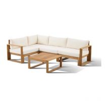 Salon de jardin d'angle modulable - Bois d'acacia - 5 personnes - levata - Beige