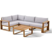 Bocarnea - Salon De Jardin D'Angle Modulable - Bois D'Acacia - 5 Personnes - Levata - Gris