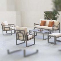 Salon de jardin détente en aluminium 5 places Senia Sans repose-pieds