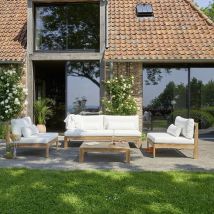 Salon de jardin en teck massif blanc