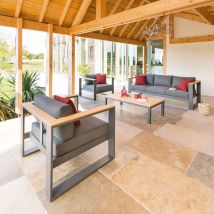 Salon de jardin Emperia graphite 5 places en aluminium traité époxy - Hespéride