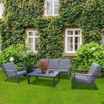 Salon de jardin en aluminium 5 places + table basse